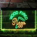 ADVPRO Wood Fired Pizza Restaurant Cafe Shop Dual Color LED Neon Sign st6-i3627 - Green & Yellow