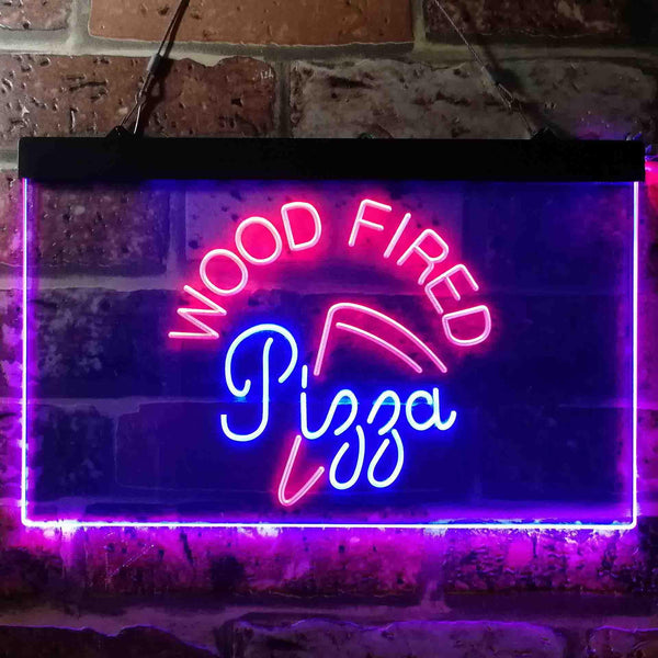 ADVPRO Wood Fired Pizza Restaurant Cafe Shop Dual Color LED Neon Sign st6-i3627 - Red & Blue
