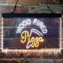 ADVPRO Wood Fired Pizza Restaurant Cafe Shop Dual Color LED Neon Sign st6-i3627 - White & Yellow