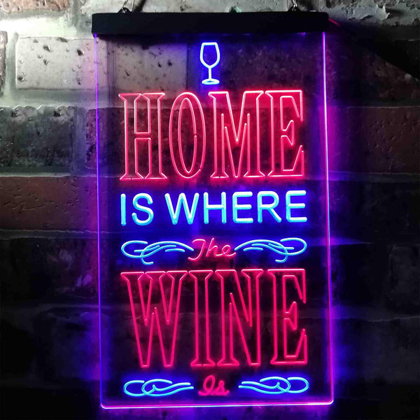 ADVPRO Home is Where The Wine is Bar  Dual Color LED Neon Sign st6-i3629 - Blue & Red