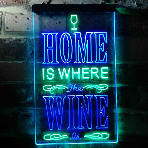 ADVPRO Home is Where The Wine is Bar  Dual Color LED Neon Sign st6-i3629 - Green & Blue