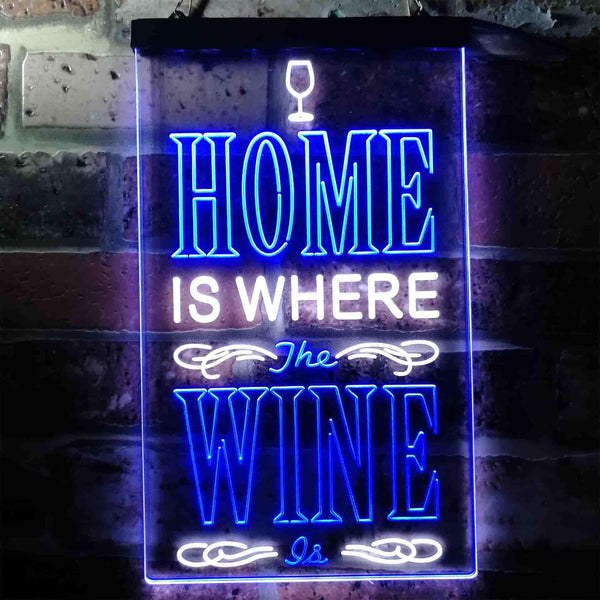 ADVPRO Home is Where The Wine is Bar  Dual Color LED Neon Sign st6-i3629 - White & Blue