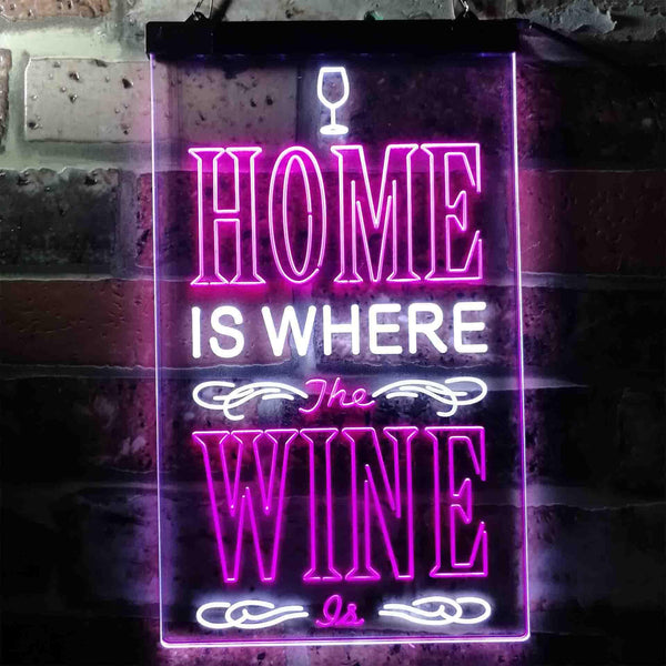 ADVPRO Home is Where The Wine is Bar  Dual Color LED Neon Sign st6-i3629 - White & Purple