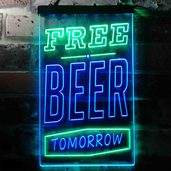 ADVPRO Free Beer Tomorrow  Dual Color LED Neon Sign st6-i3630 - Green & Blue