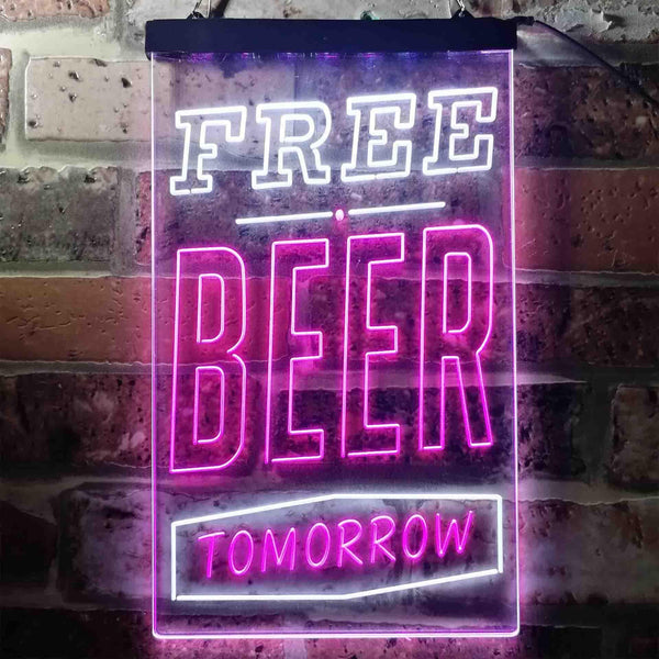 ADVPRO Free Beer Tomorrow  Dual Color LED Neon Sign st6-i3630 - White & Purple