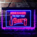 ADVPRO Home is Where You Keep Your Beer Bar Slogan Dual Color LED Neon Sign st6-i3631 - Blue & Red