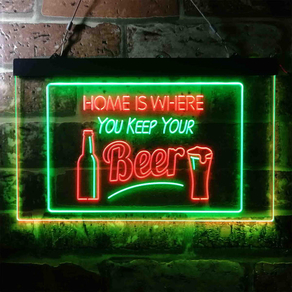 ADVPRO Home is Where You Keep Your Beer Bar Slogan Dual Color LED Neon Sign st6-i3631 - Green & Red