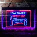 ADVPRO Home is Where You Keep Your Beer Bar Slogan Dual Color LED Neon Sign st6-i3631 - Red & Blue