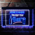 ADVPRO Home is Where You Keep Your Beer Bar Slogan Dual Color LED Neon Sign st6-i3631 - White & Blue