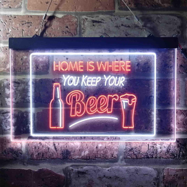ADVPRO Home is Where You Keep Your Beer Bar Slogan Dual Color LED Neon Sign st6-i3631 - White & Orange