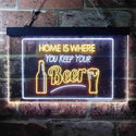 ADVPRO Home is Where You Keep Your Beer Bar Slogan Dual Color LED Neon Sign st6-i3631 - White & Yellow