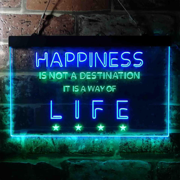 ADVPRO Happiness is a Way of Life Quotes Bedroom Decoration Dual Color LED Neon Sign st6-i3632 - Green & Blue