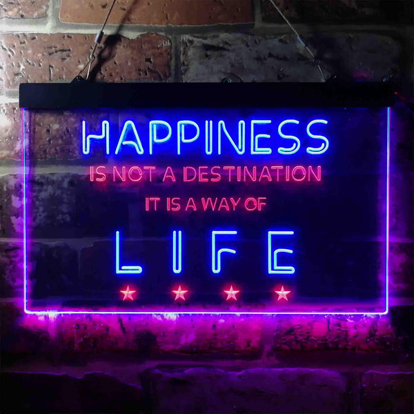 ADVPRO Happiness is a Way of Life Quotes Bedroom Decoration Dual Color LED Neon Sign st6-i3632 - Red & Blue
