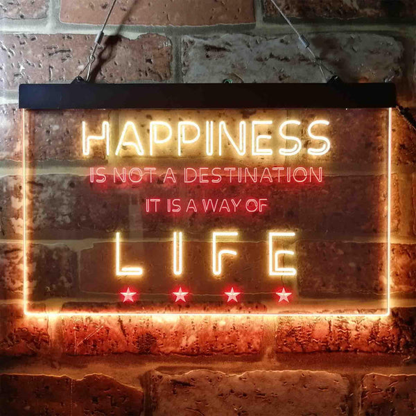 ADVPRO Happiness is a Way of Life Quotes Bedroom Decoration Dual Color LED Neon Sign st6-i3632 - Red & Yellow