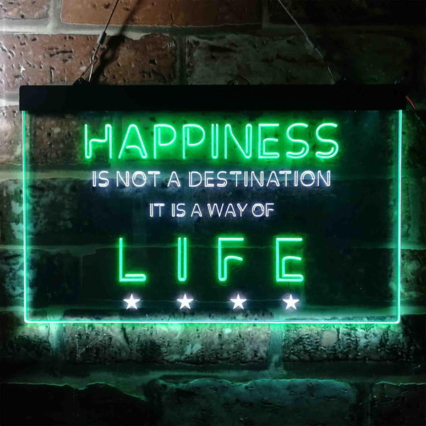 ADVPRO Happiness is a Way of Life Quotes Bedroom Decoration Dual Color LED Neon Sign st6-i3632 - White & Green