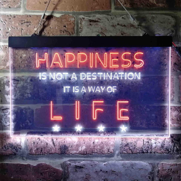 ADVPRO Happiness is a Way of Life Quotes Bedroom Decoration Dual Color LED Neon Sign st6-i3632 - White & Orange