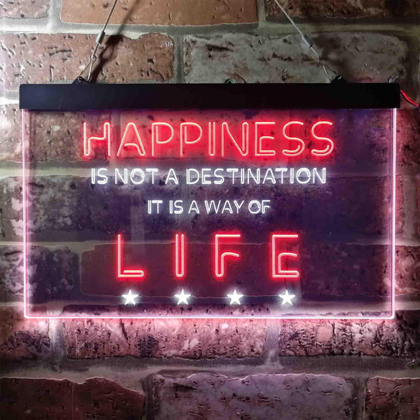 ADVPRO Happiness is a Way of Life Quotes Bedroom Decoration Dual Color LED Neon Sign st6-i3632 - White & Red
