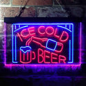 ADVPRO Ice Cold Beer Bar Pub Club Dual Color LED Neon Sign st6-i3634 - Blue & Red