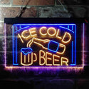 ADVPRO Ice Cold Beer Bar Pub Club Dual Color LED Neon Sign st6-i3634 - Blue & Yellow