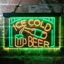 ADVPRO Ice Cold Beer Bar Pub Club Dual Color LED Neon Sign st6-i3634 - Green & Yellow