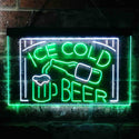 ADVPRO Ice Cold Beer Bar Pub Club Dual Color LED Neon Sign st6-i3634 - White & Green