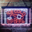 ADVPRO Ice Cold Beer Bar Pub Club Dual Color LED Neon Sign st6-i3634 - White & Orange