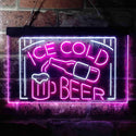 ADVPRO Ice Cold Beer Bar Pub Club Dual Color LED Neon Sign st6-i3634 - White & Purple