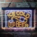 ADVPRO Ice Cold Beer Bar Pub Club Dual Color LED Neon Sign st6-i3634 - White & Yellow