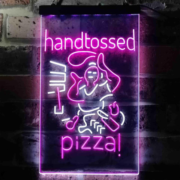 ADVPRO Hand Tossed Pizza  Dual Color LED Neon Sign st6-i3636 - White & Purple