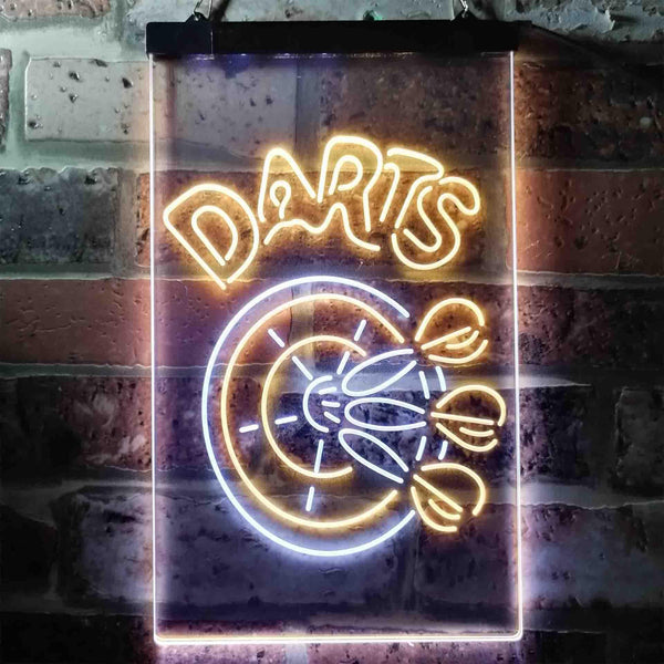 ADVPRO Darts Bar  Dual Color LED Neon Sign st6-i3637 - White & Yellow