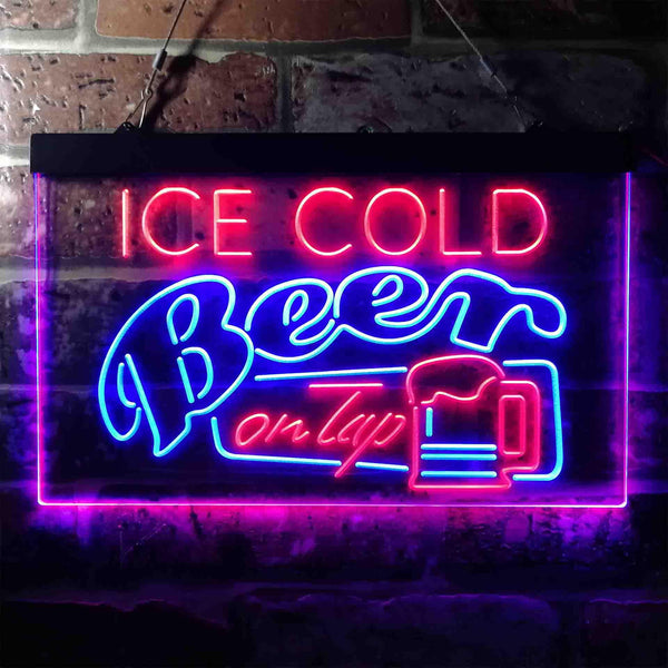 ADVPRO Ice Cold Beer On Tap Bar Dual Color LED Neon Sign st6-i3638 - Blue & Red