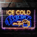 ADVPRO Ice Cold Beer On Tap Bar Dual Color LED Neon Sign st6-i3638 - Blue & Yellow