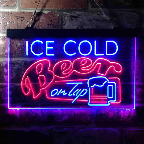 ADVPRO Ice Cold Beer On Tap Bar Dual Color LED Neon Sign st6-i3638 - Red & Blue