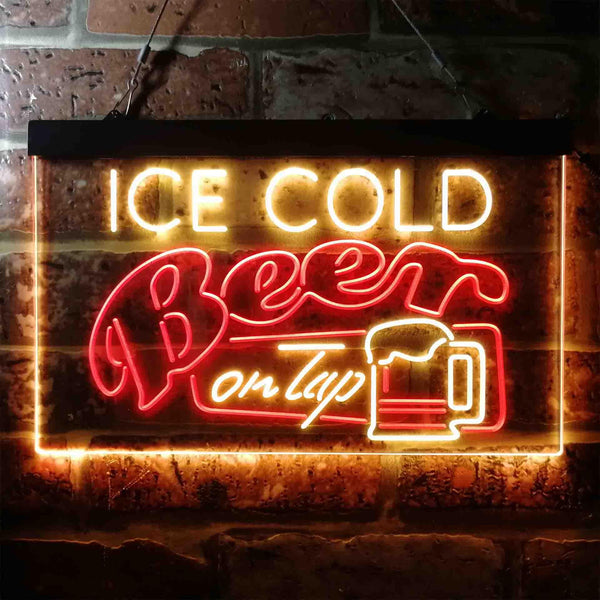 ADVPRO Ice Cold Beer On Tap Bar Dual Color LED Neon Sign st6-i3638 - Red & Yellow