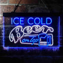 ADVPRO Ice Cold Beer On Tap Bar Dual Color LED Neon Sign st6-i3638 - White & Blue