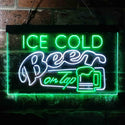 ADVPRO Ice Cold Beer On Tap Bar Dual Color LED Neon Sign st6-i3638 - White & Green