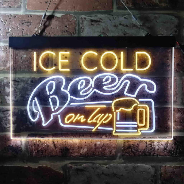 ADVPRO Ice Cold Beer On Tap Bar Dual Color LED Neon Sign st6-i3638 - White & Yellow