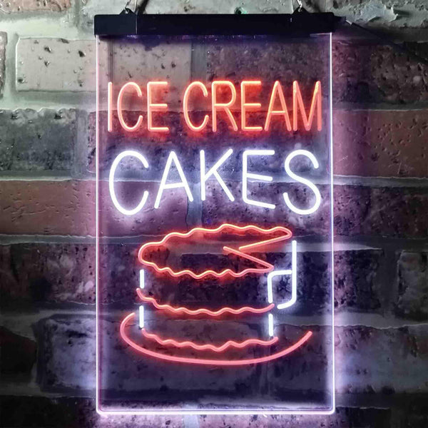 ADVPRO Ice Cream Cakes  Dual Color LED Neon Sign st6-i3639 - White & Orange