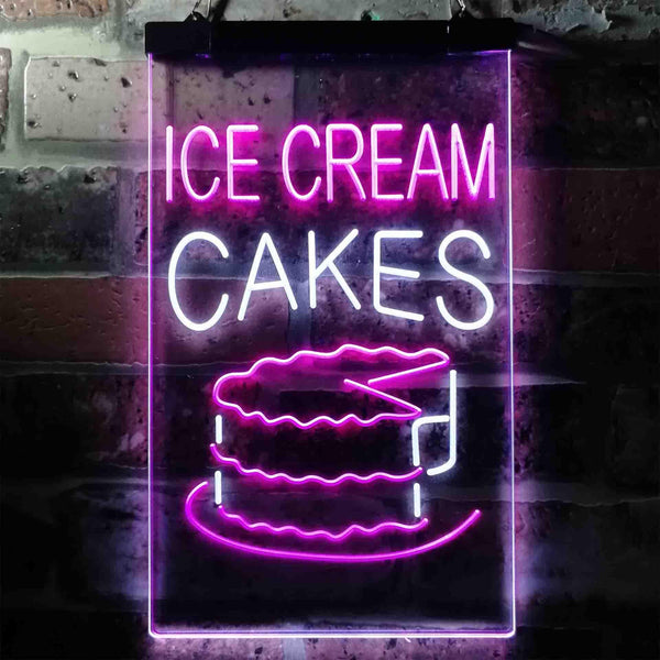 ADVPRO Ice Cream Cakes  Dual Color LED Neon Sign st6-i3639 - White & Purple
