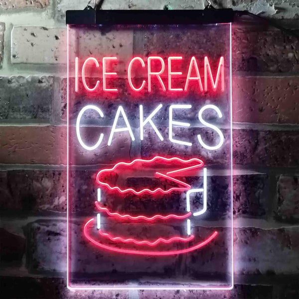 ADVPRO Ice Cream Cakes  Dual Color LED Neon Sign st6-i3639 - White & Red