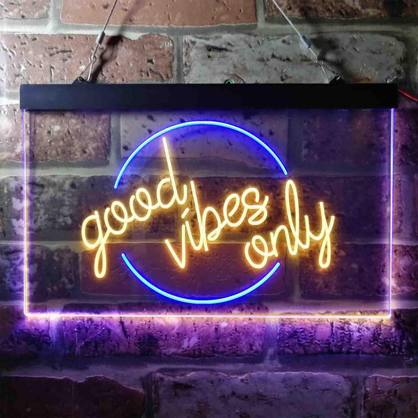 ADVPRO Good Vibes Only Circle Room Display Dual Color LED Neon Sign st6-i3641 - Blue & Yellow