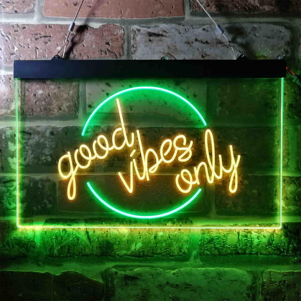 ADVPRO Good Vibes Only Circle Room Display Dual Color LED Neon Sign st6-i3641 - Green & Yellow