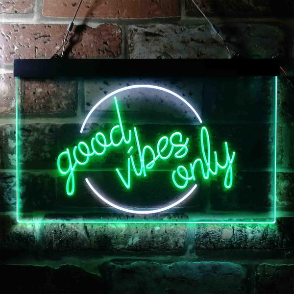 ADVPRO Good Vibes Only Circle Room Display Dual Color LED Neon Sign st6-i3641 - White & Green