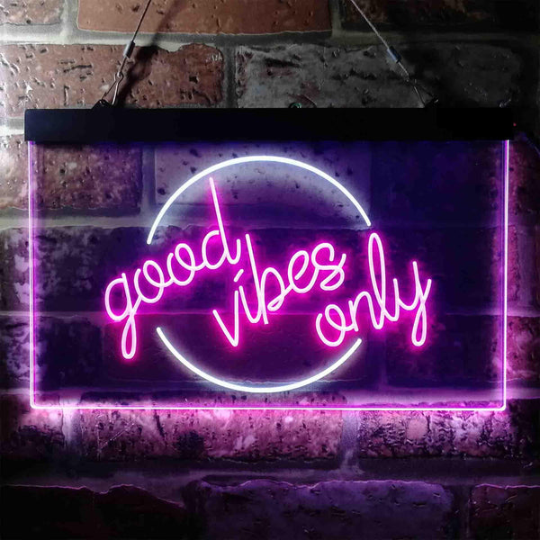ADVPRO Good Vibes Only Circle Room Display Dual Color LED Neon Sign st6-i3641 - White & Purple