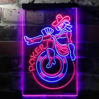 ADVPRO Las Vegas Girl Poker Bar  Dual Color LED Neon Sign st6-i3642 - Blue & Red