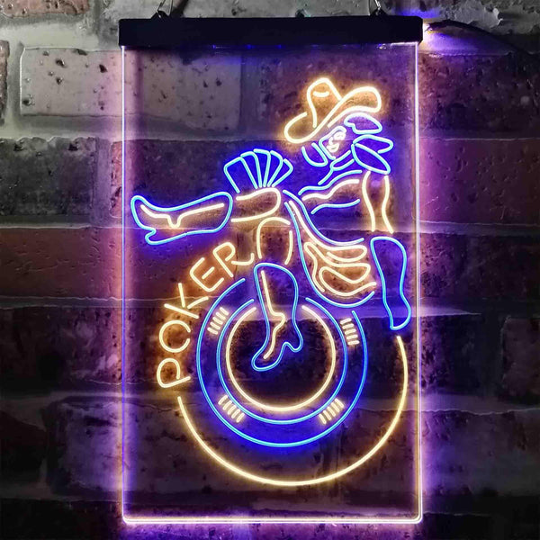 ADVPRO Las Vegas Girl Poker Bar  Dual Color LED Neon Sign st6-i3642 - Blue & Yellow