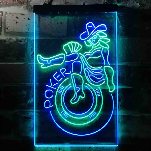 ADVPRO Las Vegas Girl Poker Bar  Dual Color LED Neon Sign st6-i3642 - Green & Blue