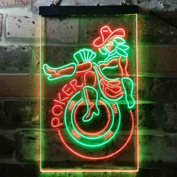 ADVPRO Las Vegas Girl Poker Bar  Dual Color LED Neon Sign st6-i3642 - Green & Red