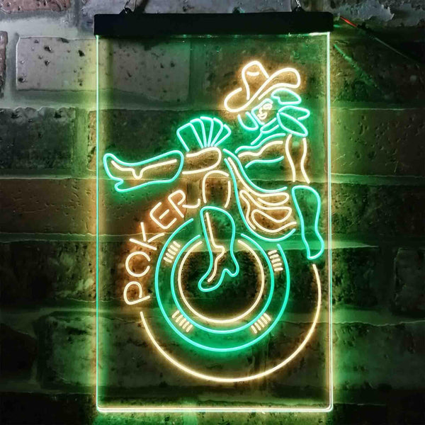 ADVPRO Las Vegas Girl Poker Bar  Dual Color LED Neon Sign st6-i3642 - Green & Yellow