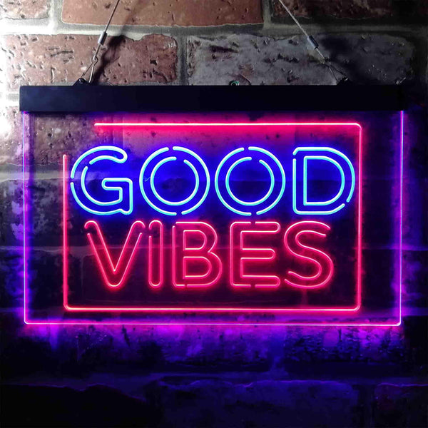 ADVPRO Good Vibes Rectangle Room Decoration Dual Color LED Neon Sign st6-i3643 - Blue & Red